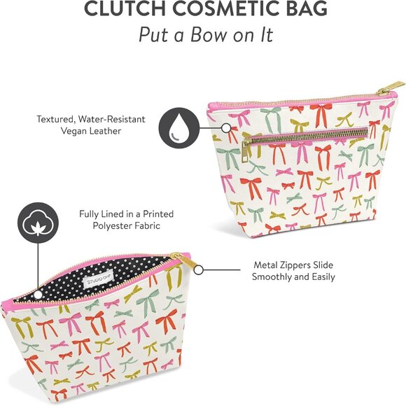 Elegant Water-Resistant Vegan Leather Cosmetic Clutch - Travel Makeup Organizer - Picture 2 of 5